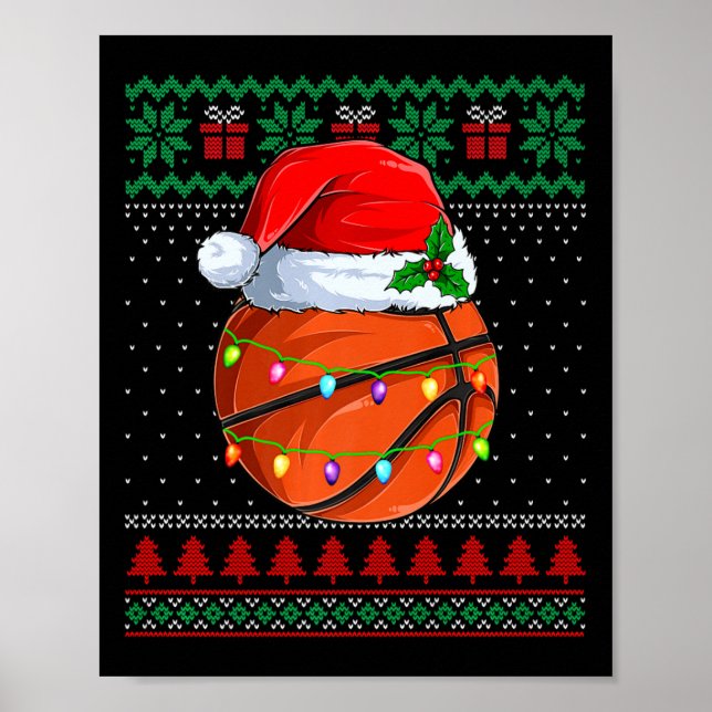 Funny Basketball Weihnachten Ugly Sweater Weihnach Poster (Vorne)