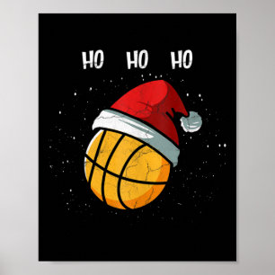 Funny Basketball Weihnachts-Weihnachtsmannmütze Ba Poster