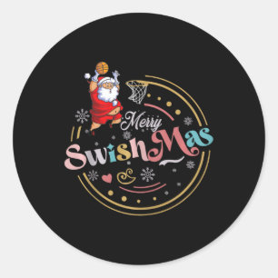 Funny Basketball Weihnachtsangebot Merry Swishmas Runder Aufkleber