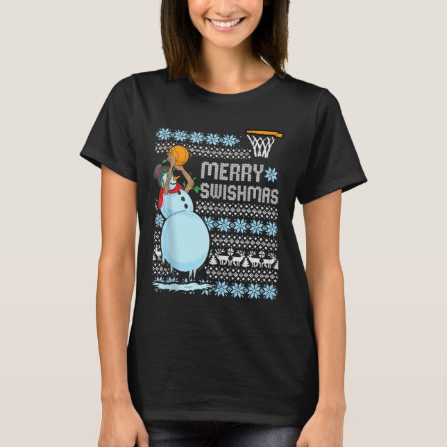 Funny Basketball Weihnachtsangebot Merry Swishmas  T-Shirt (Vorderseite)
