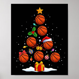 Funny Basketball Weihnachtsbaum Lichter Xmas für m Poster