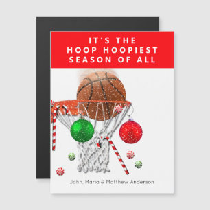 Funny Basketball Weihnachtskarte Magnetkarte
