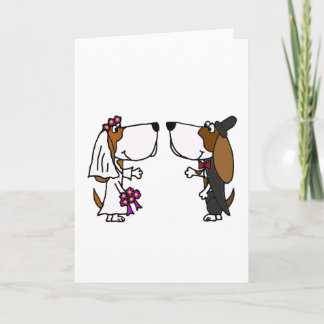 Funny Basset Hound Bridge und Groom Wedding Art Karte