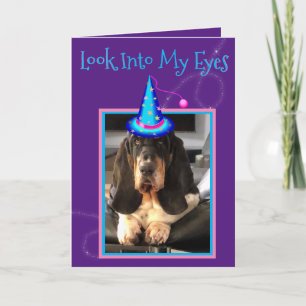 Funny Basset Hound Carte d'anniversaire avec Assis