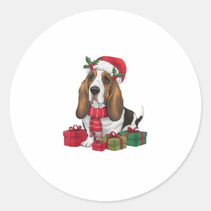 Funny Basset Hound Hund WeihnachtsOutfits Weihnach Runder Aufkleber