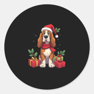 Funny Basset Hound Hund WeihnachtsOutfits Weihnach Runder Aufkleber