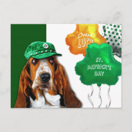 Funny Basset Hound St. Patrick's Day Postcard Postkarte