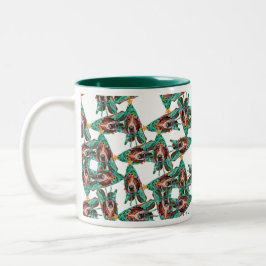 Funny Basset Hound Weihnachtsmuster Zweifarbige Tasse