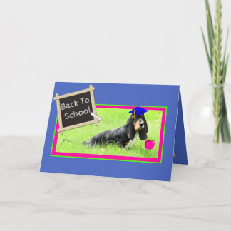Funny Basset on Back to School Card w/Apple Karte