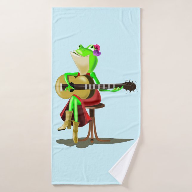 Funny Bath Handtücher Frosch Gitarre spielen - Ihr (Badehandtuch)