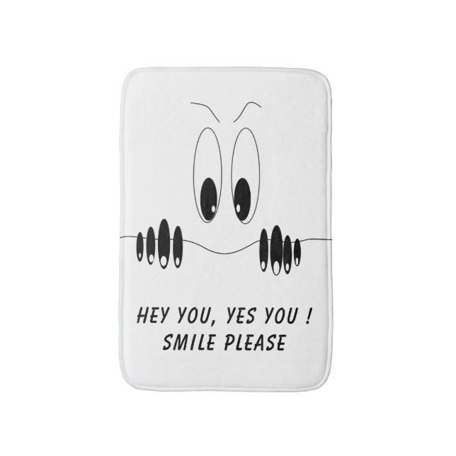 Funny Bath Mat mit Neugier Augen - Lächeln Badematte (Vorderseite Vertikal)