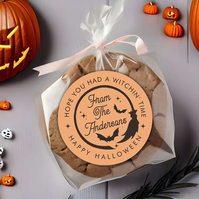 Funny Bats Happy Halloween Party Danke Runder Aufkleber (Von Creator hochgeladen)