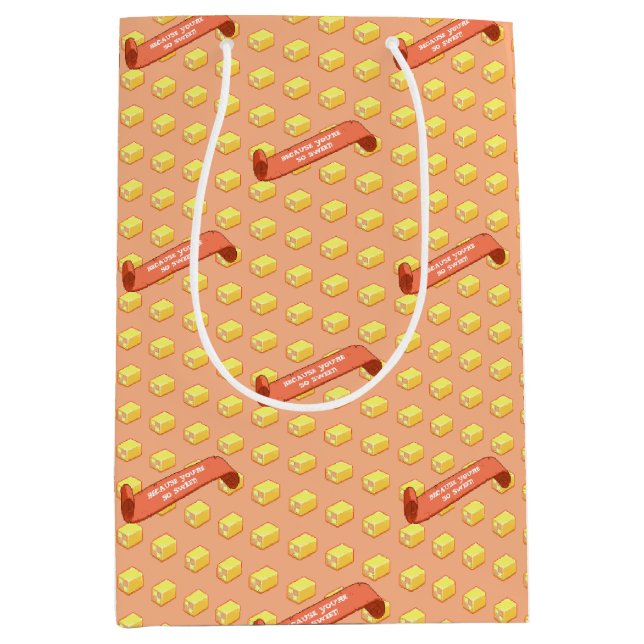 Funny Battenberg Because You're So Sweet Pattern Mittlere Geschenktüte (Vorderseite)
