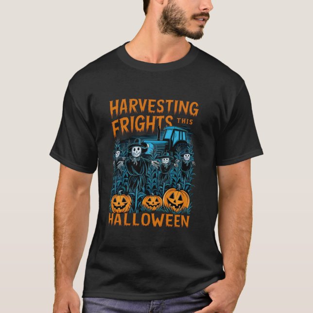 Funny Bauer Kostüm Halloween Traktor Spooky Pump T-Shirt (Vorderseite)