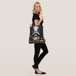 Funny BBQ Raccoon Flipping Burgers Tasche
