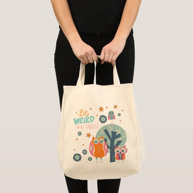 Funny Be komische Niedliche Owls Inspirivity Tragetasche (Vorderseite (Produkt))