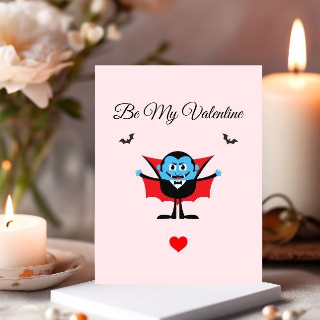 Funny Be My Valentine Cartoon Vampire Bat Postkarte (Von Creator hochgeladen)