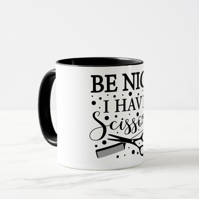 Funny Be Nice.. Minimalistisch-Hair-Stylist Tasse (Vorderseite Links)