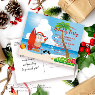 Funny Beach Christmas Party Invitation Carte posta