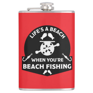 Funny Beach Fischen Flachmann