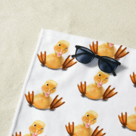 Funny Beach Handtuch mit Happy Yellow Ducks