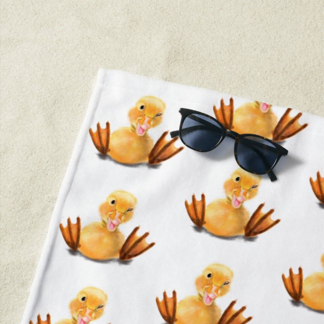 Funny Beach Handtuch mit Happy Yellow Ducks (Beispiel)