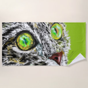 Funny Beach Handtuch mit Stalking Cat