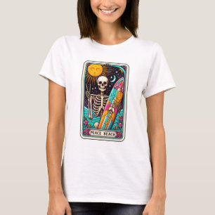 Funny Beach Peace Beach Skeleton Tarot T-Shirt
