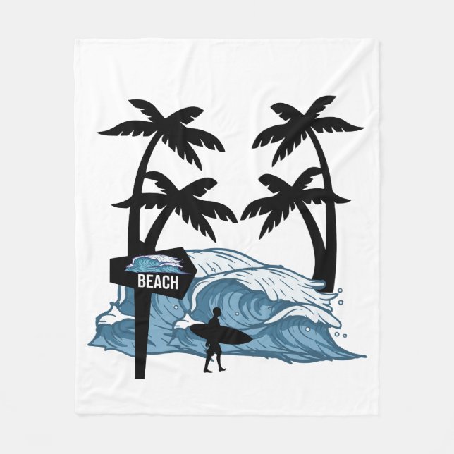 Funny Beach Wave Fleecedecke (Vorderseite)