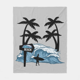 Funny Beach Wave Fleecedecke