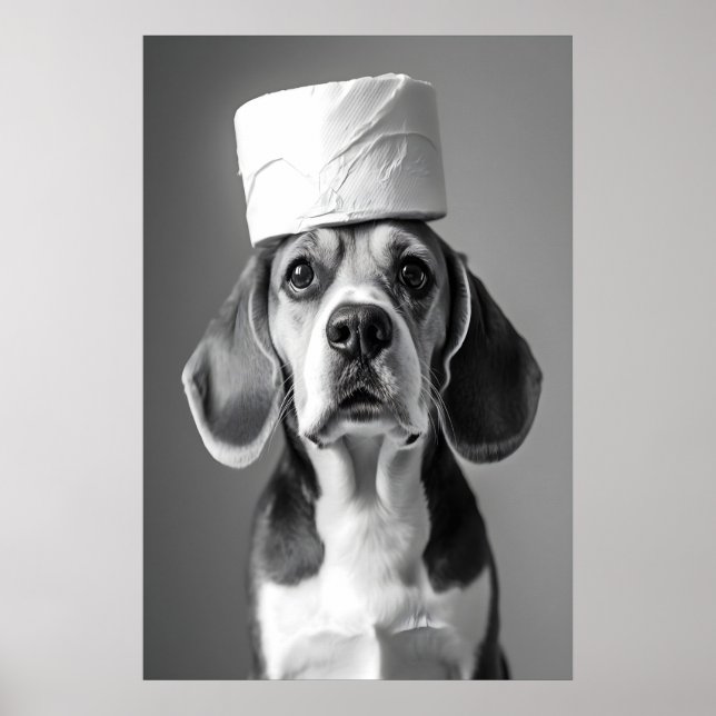 Funny Beagle Bathroom Art Print, Toilet Paper Roll Poster (Vorne)
