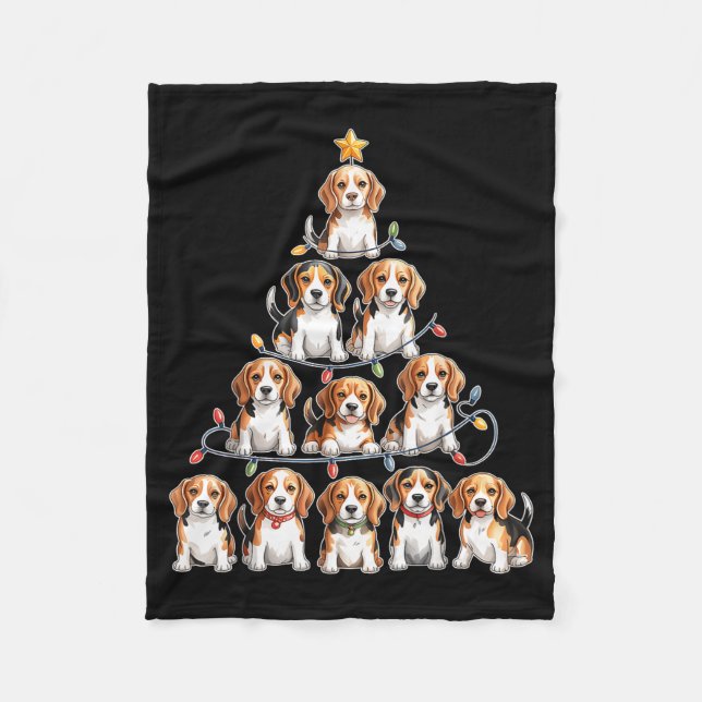 Funny Beagle Christmas Tree Dog Lovers Women Men X Fleecedecke (Vorderseite)