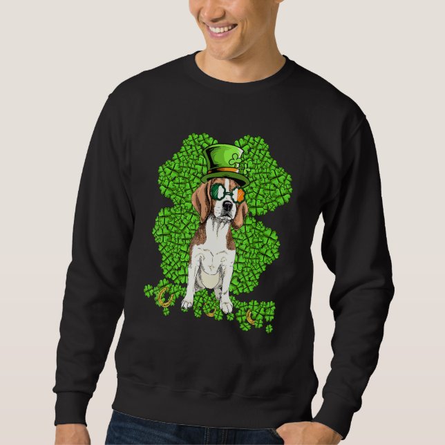 Funny Beagle Dog Kleeblatt St Patricks Day Sweatshirt (Vorderseite)