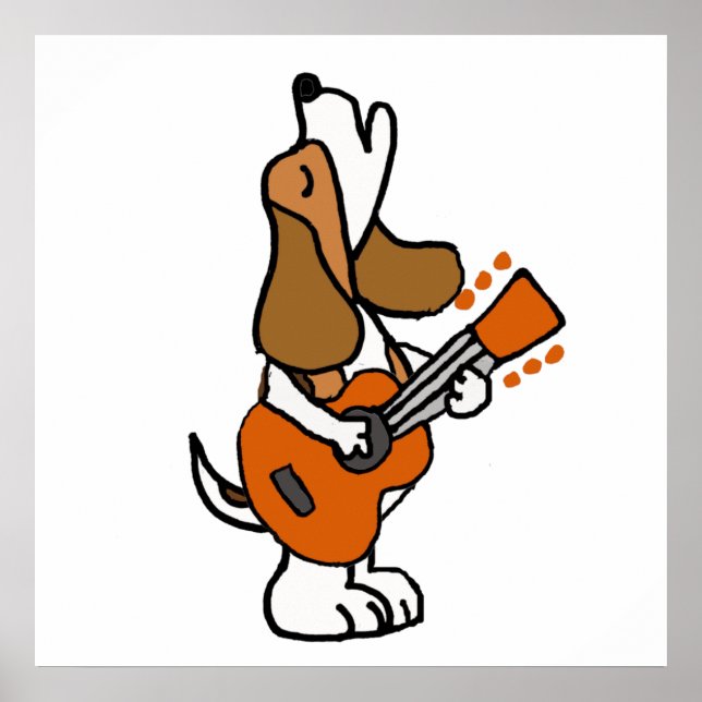 Funny Beagle Dog singen und Gitarre spielen Poster (Vorne)