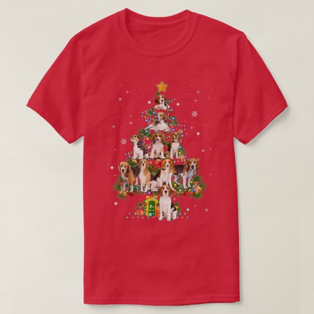Funny Beagle Dog Weihnachtsbaum Dog Lover Xmas T-Shirt (Design vorne)