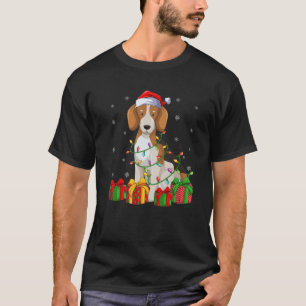 Funny Beagle Dog Xmas Lighting Weihnachtsmannmütze T-Shirt