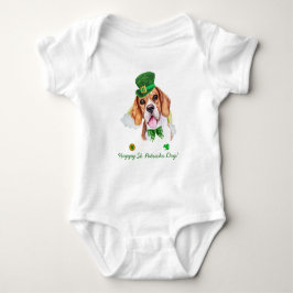 Funny Beagle Gold St Patricks Day Baby Strampler