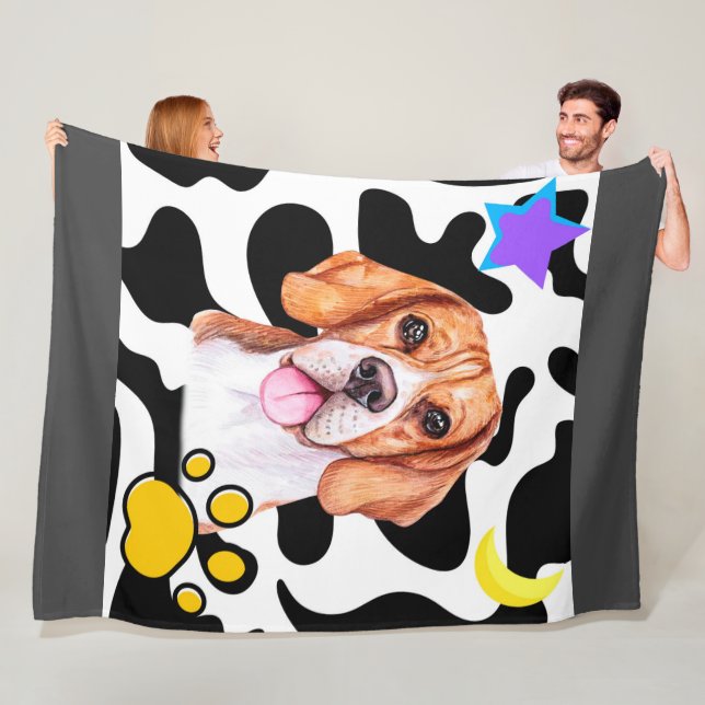 Funny Beagle Hund im Licht des Mondblankets Fleecedecke (Beispiel)