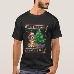 Funny Beagle Hund Weihnachtsbaum Weihnachtsmannmüt T-Shirt