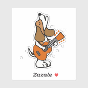 Funny Beagle Hunde singen und Gitarre spielen Aufkleber