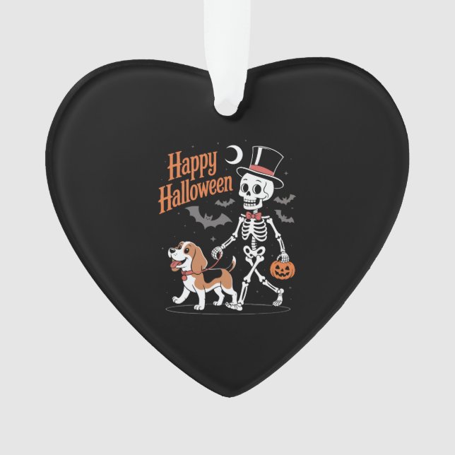 Funny Beagle Skeleton Dog Walking Ornament (Vorderseite)