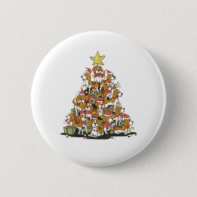 Funny Beagle Weihnachtsbaum für Beagle Hundeliebha Button (Vorderseite)