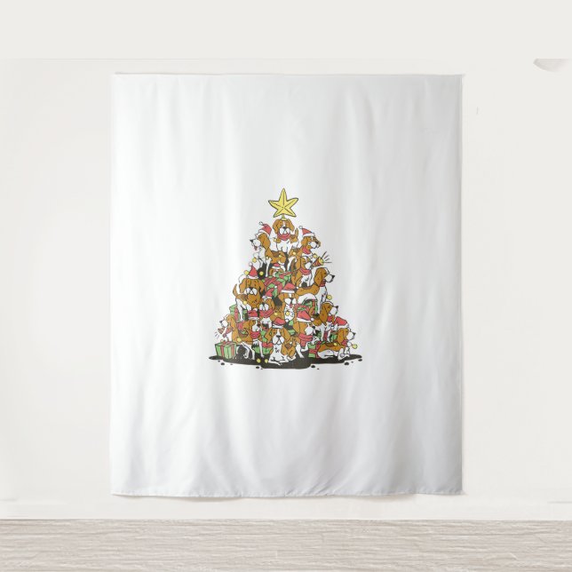 Funny Beagle Weihnachtsbaum für Beagle Hundeliebha Wandteppich (Vorderseite)