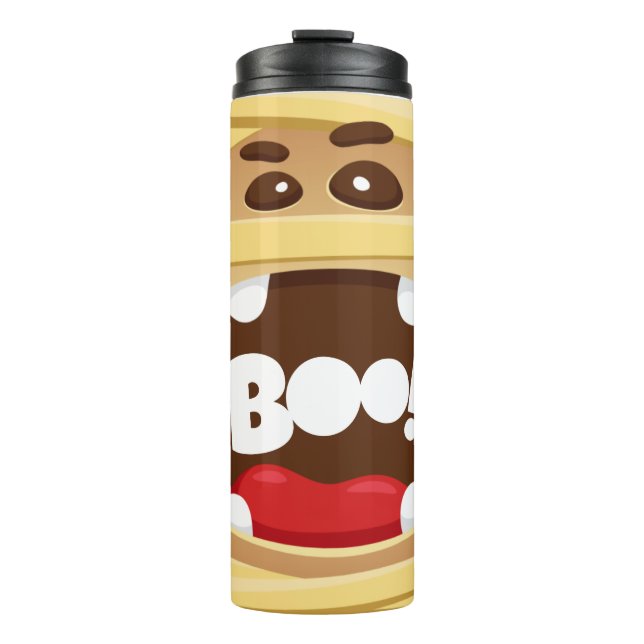 Funny Beängstigend Boo Mummy Halloween Thermosbecher (Vorderseite)