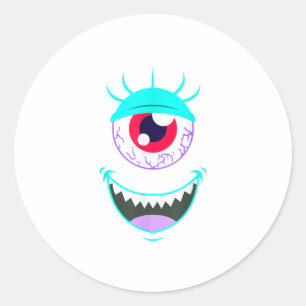 Funny Beängstigend Monster Eyeball Face Halloween Runder Aufkleber