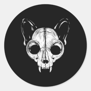 Funny Beängstigend Spooky Cat Feline Skull Skeleto Runder Aufkleber