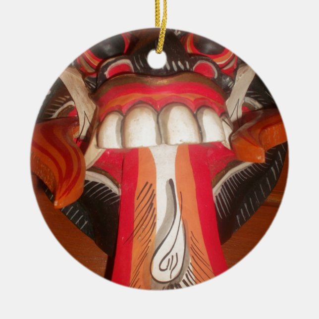 Funny Beängstigende Weiße Zunge Halloween Maske Keramik Ornament (Vorne)
