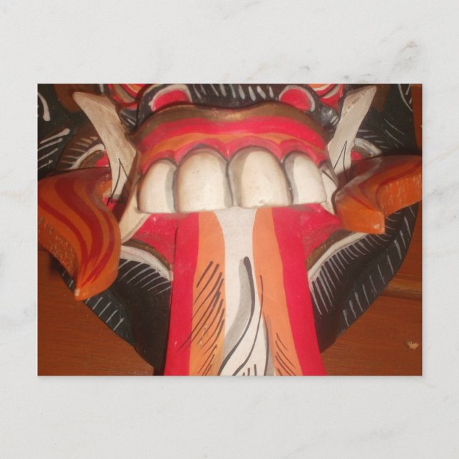 Funny Beängstigende Weiße Zunge Halloween Maske Postkarte (Vorderseite)