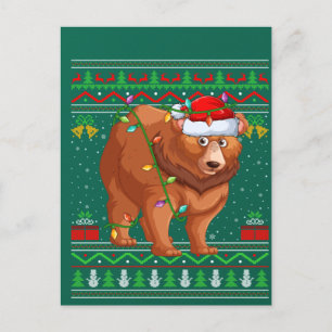 Funny Bear Animal Lover Match Ugly Grizzly Bär Postkarte