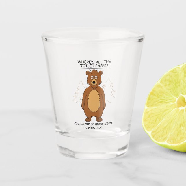 Funny Bear aus dem Hibernation-Cartoon Schnapsglas (Vorderseite)